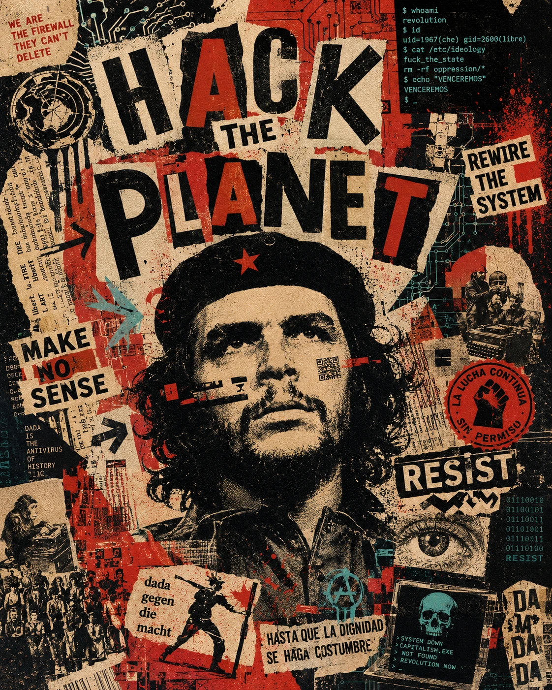 Hack The Planet collage poster