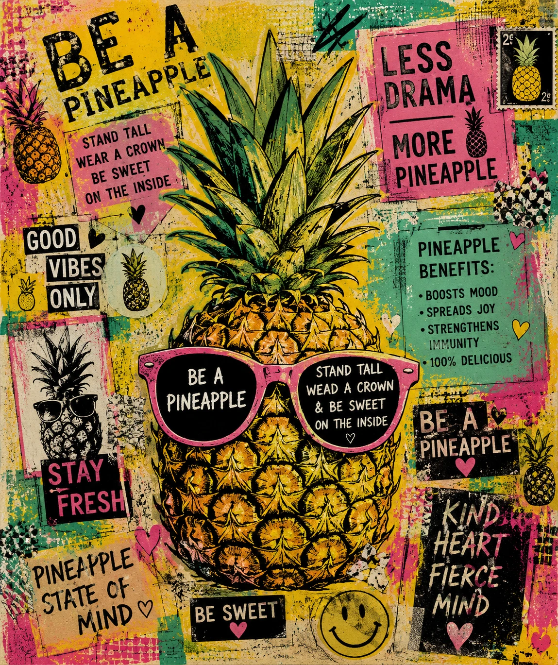Pineapple collage poster
