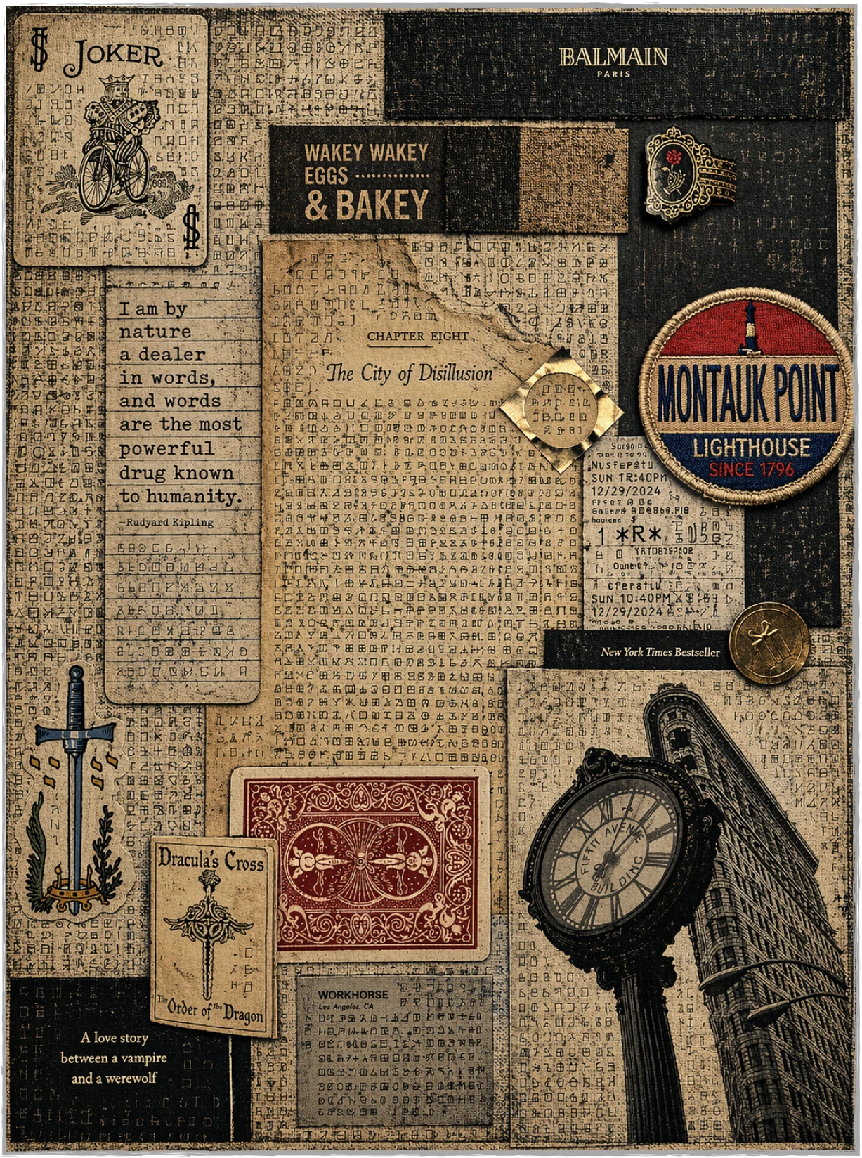 RECOVERED COLLAGE / PLATE 02 // THE BAKERY, MASK, MACHINE, AND FIRE